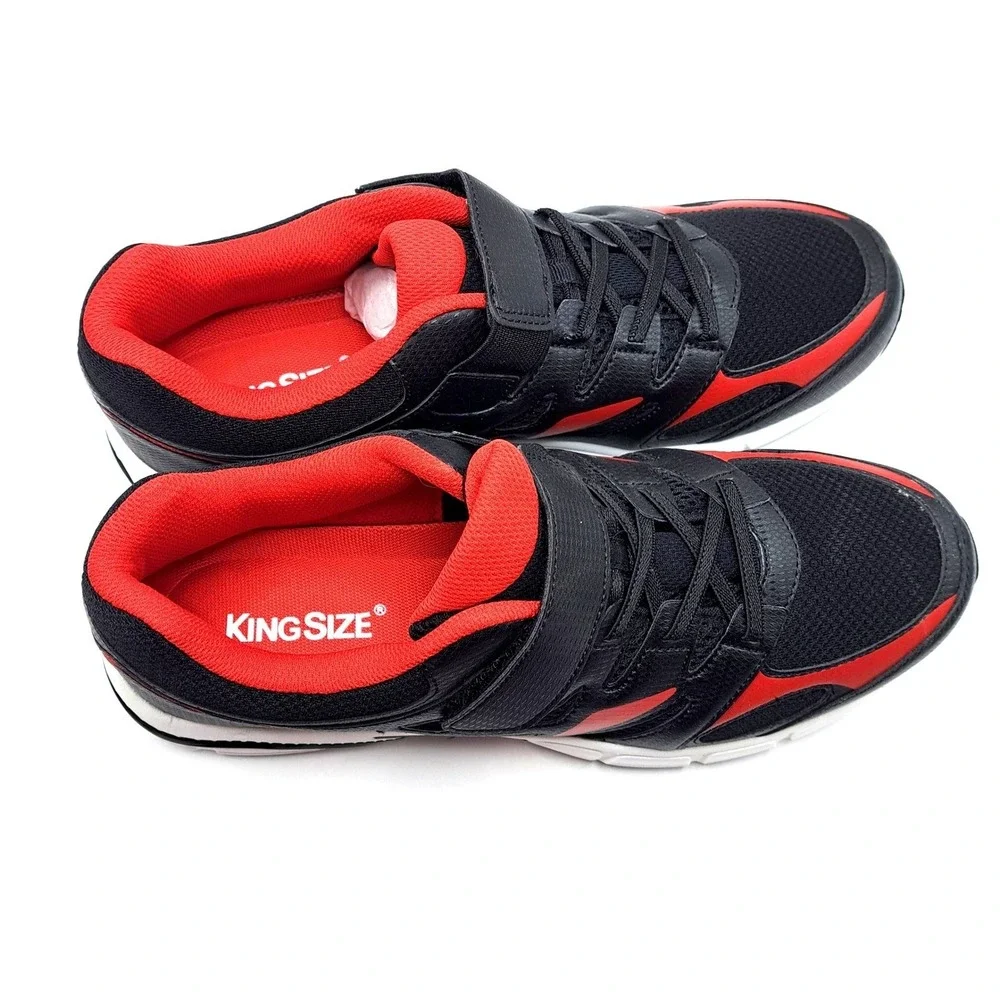 KingSize Athletic Sneakers NEW Mens Wide 11.5 EW Black Red Hook Loop